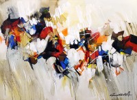 Mashkoor Raza, 36 x 48 Inch, Oil on Canvas, Abstract Painting, AC-MR-209